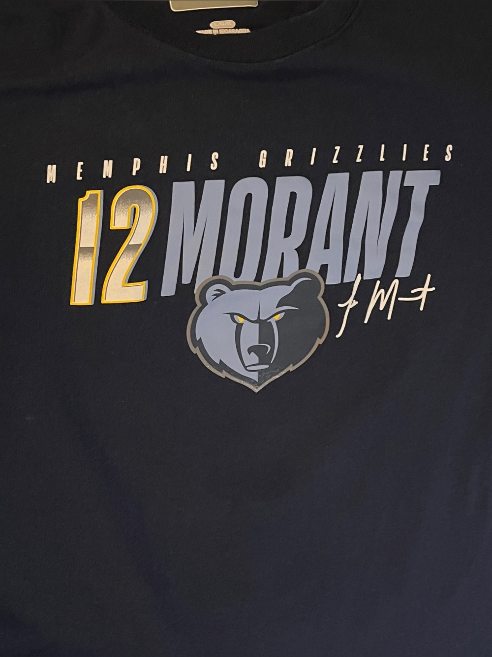 Memphis Grizzlies NBA Apparel Ja Morant Jersey T-Shirt NWOT Large Navy Blue
